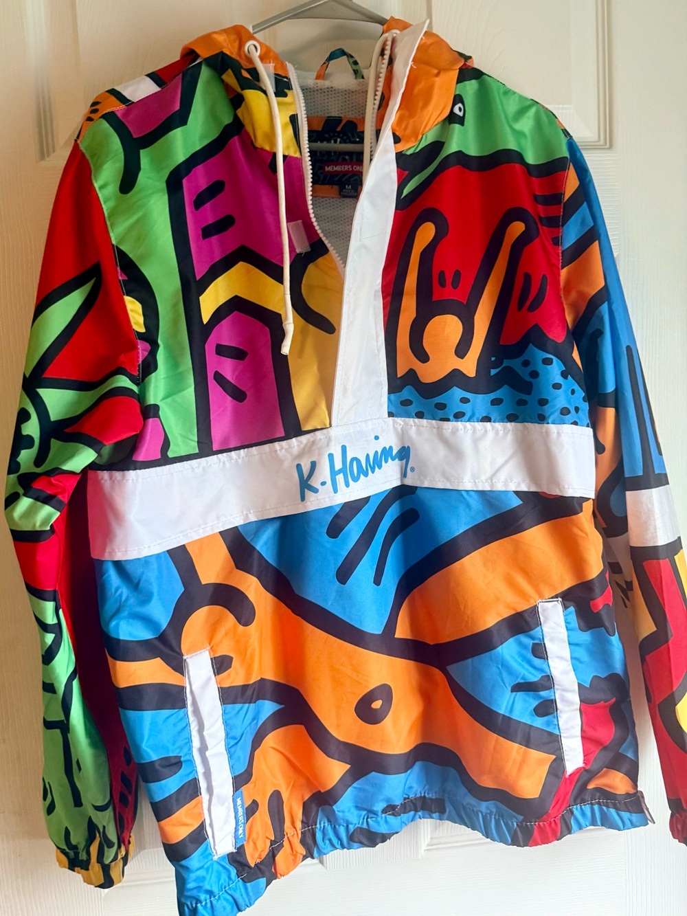 Members Only Multicolor Artful Windbreaker Jacket - Pink, Yellow, Orange